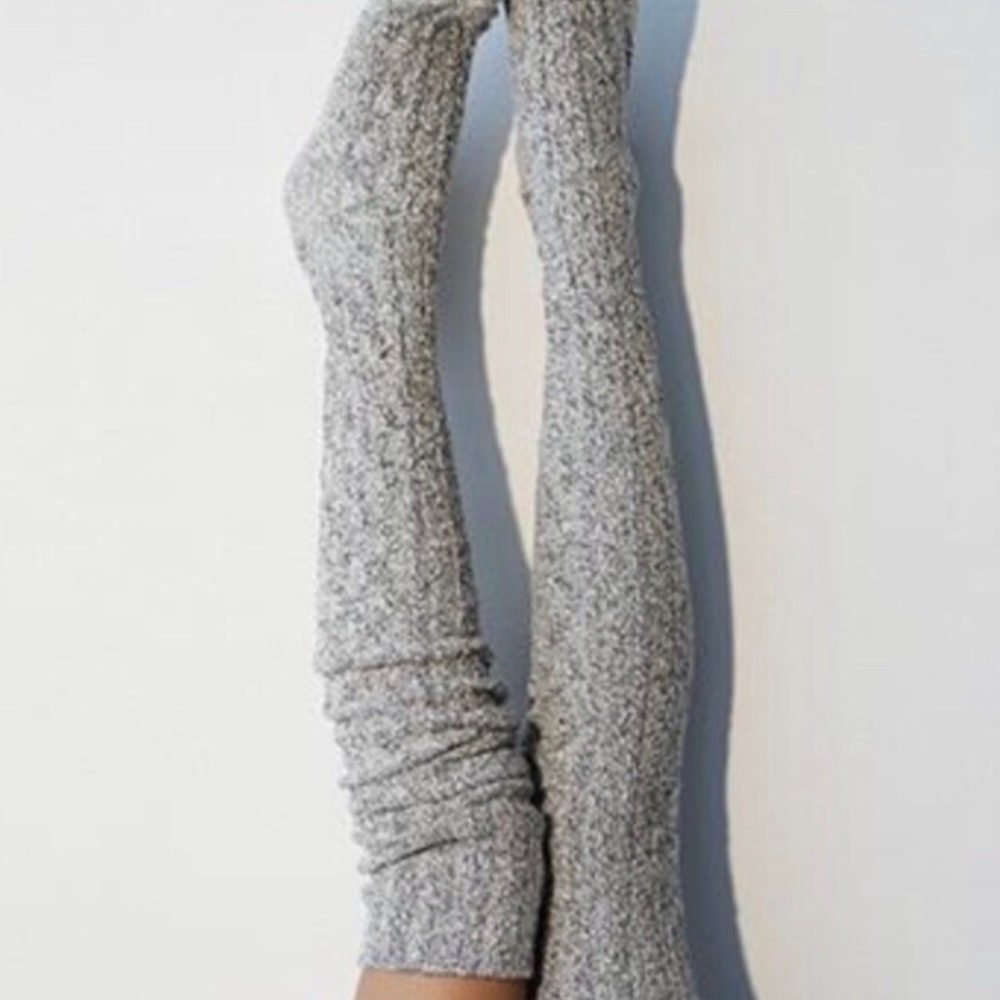 LAST PAIR* Blue colorblock Anthropologie Cable Knit Thigh Highs - Picture 13 of 16